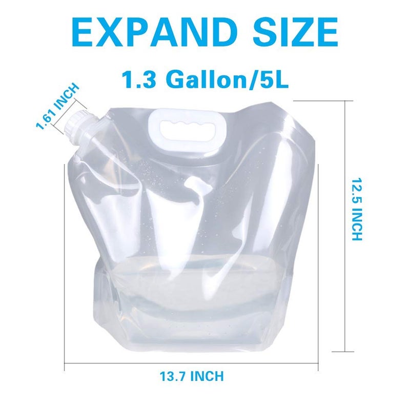 Soddeph Collapsible Water Container Bag, BPA Free Food Grade Clear Plastic Storage Jug for Sport Camping Riding Mountaineer,Freezable, Food Grade (4-pack-1.3 Gal) - Image 2